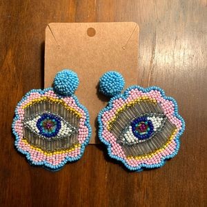 Beaded Eye Statement Earrings